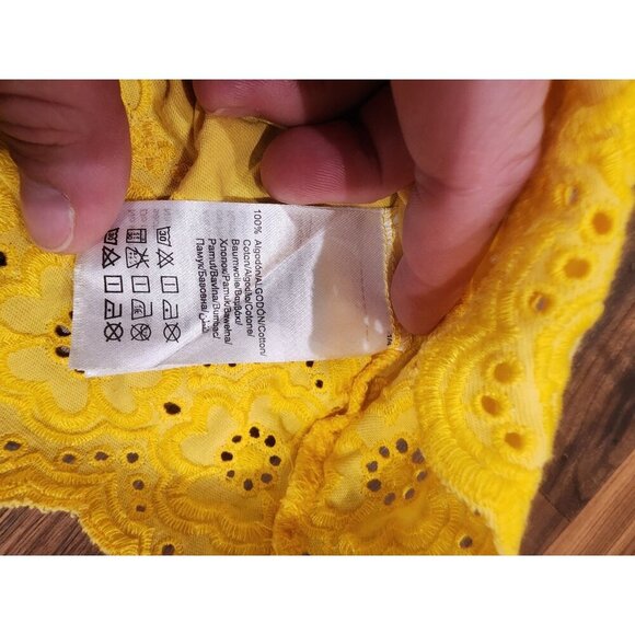 Mayoral Girls Embroidered Lace Flutter Sleeve Blouse Top Sz 7 122cm Yellow - Picture 4 of 4